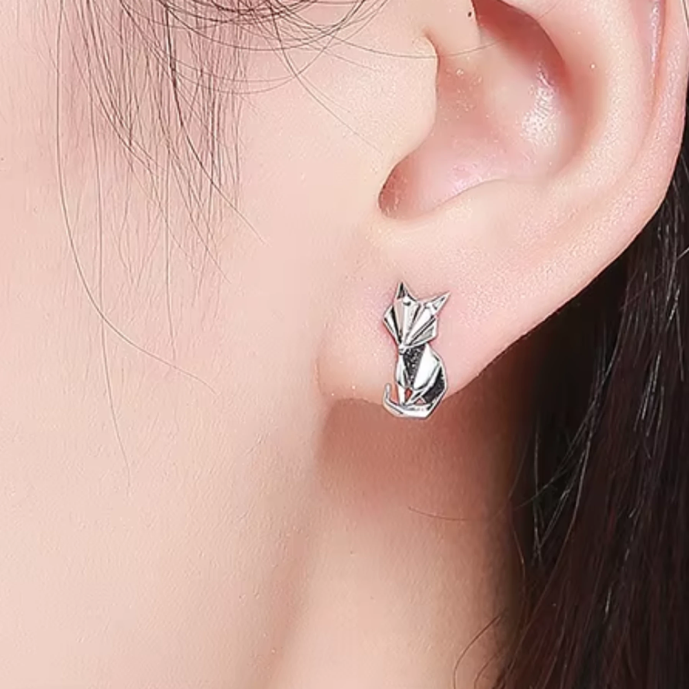 Aretes de zorro pequeño Plata Esterlina