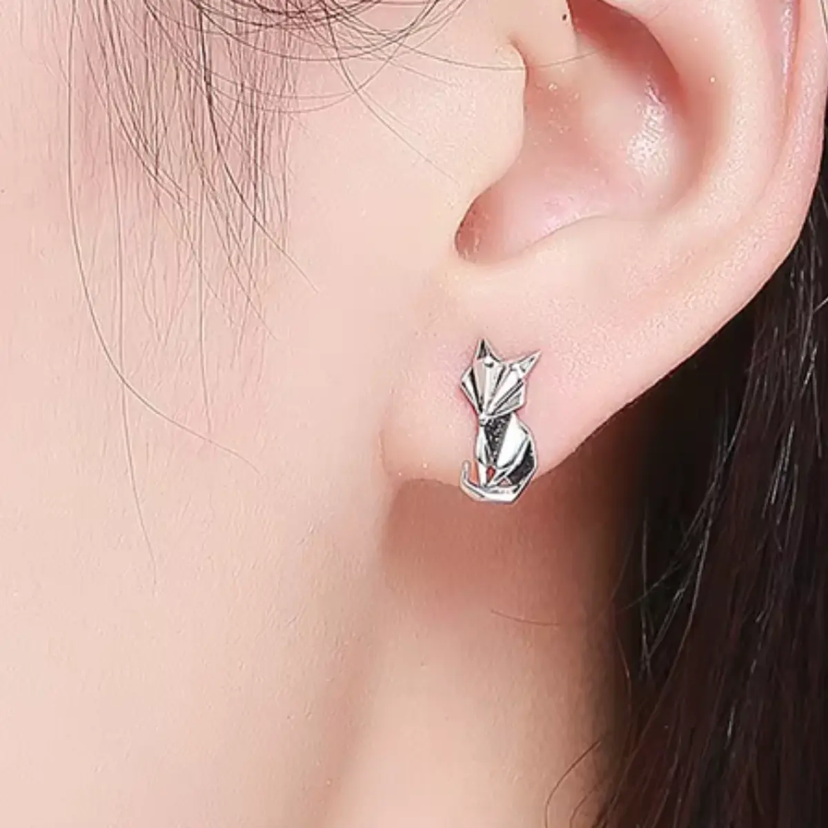 Aretes De Zorro De Plata De Ley 925, Aretes De Animales De Zorro, Regalos De Zorro, Aretes De Tuerca De Animales, Regalo De Joyería Para Mujeres, Plata De Ley, Circón