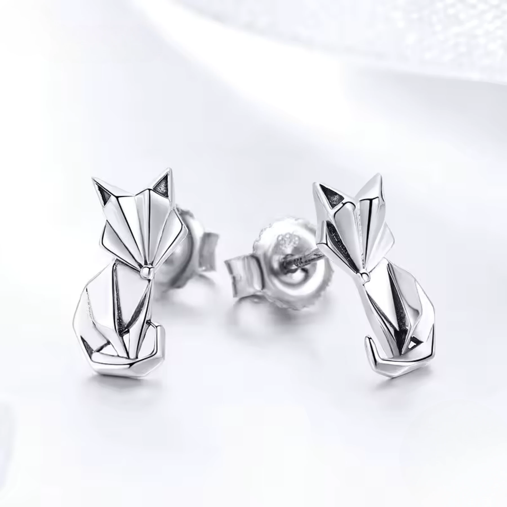 Aretes de zorro pequeño Plata Esterlina