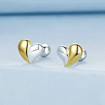 Aretes corazón doble color Plata Esterlina