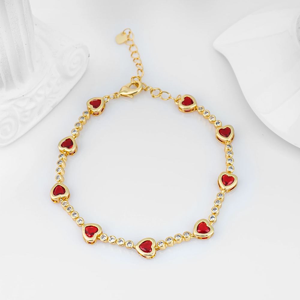 Pulsera de corazones rojos 