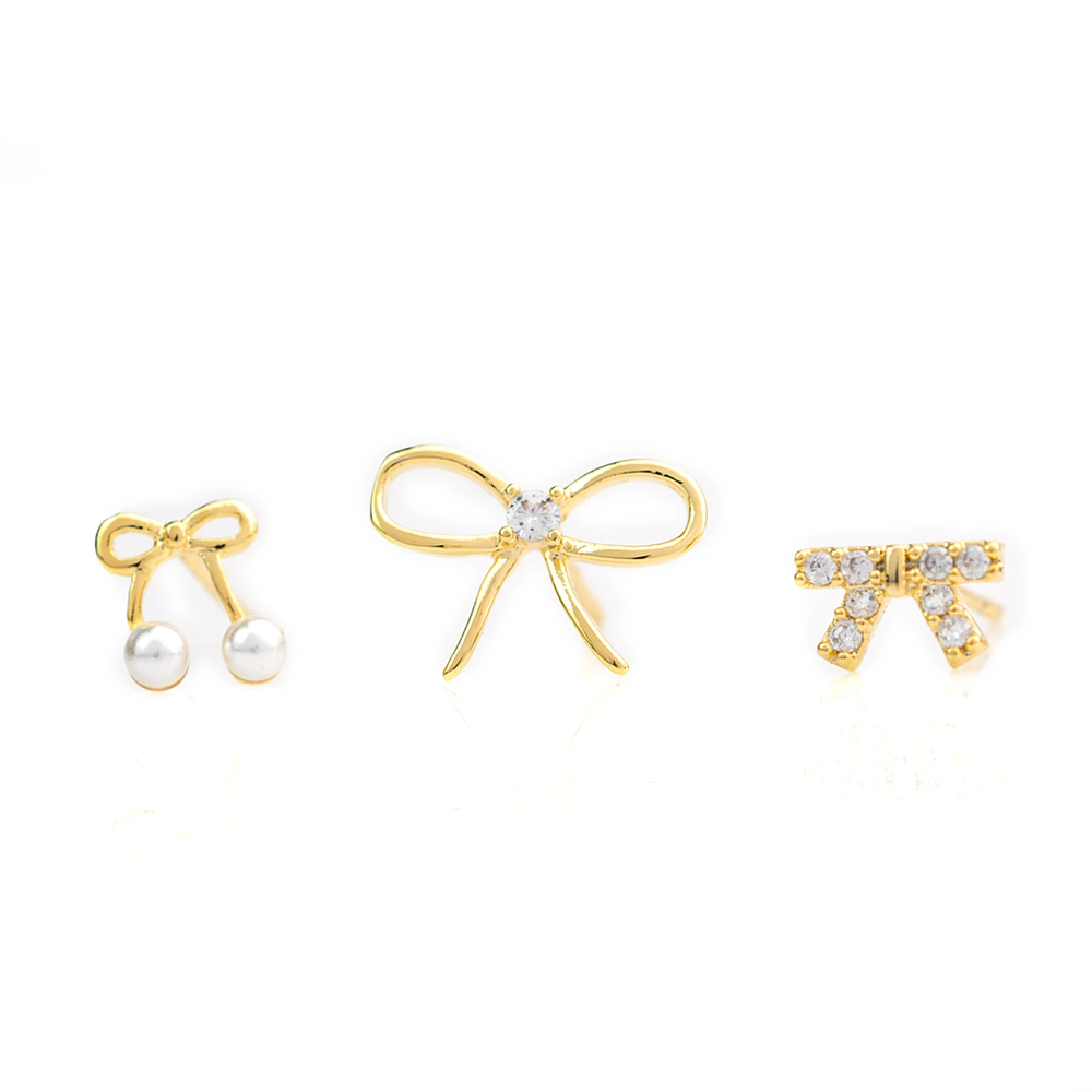 Set aretes x3 moños