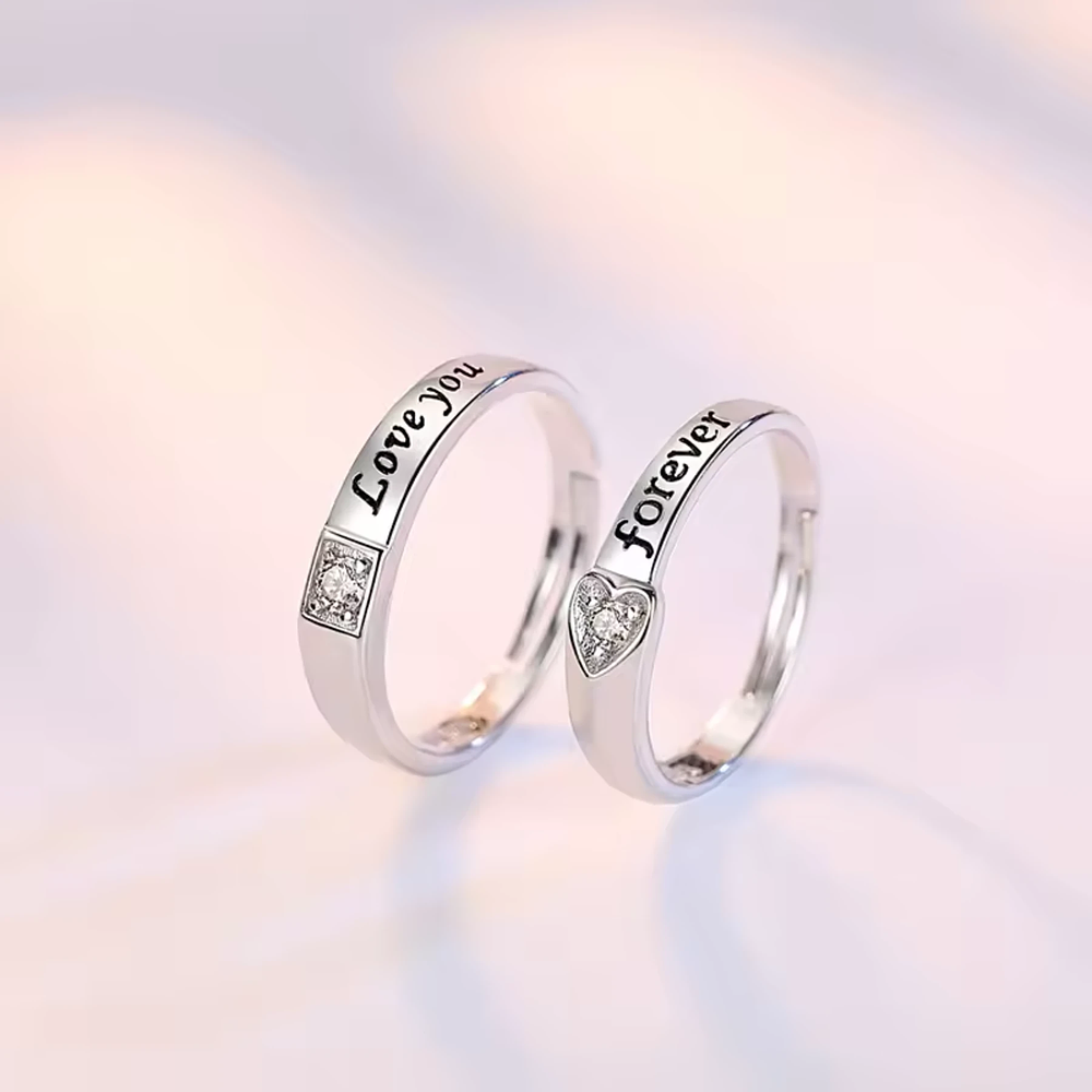 Anillos "Love you, forever" parejas Plata Esterlina