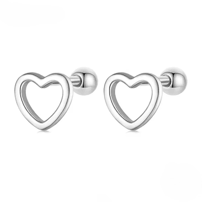 Aretes silueta de corazón Plata Esterlina