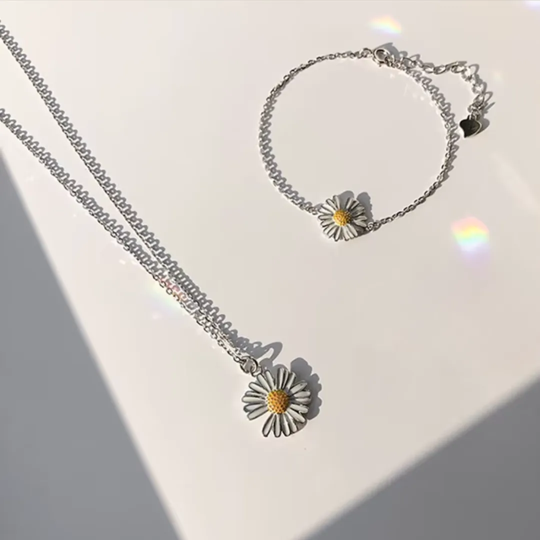 Set collar y pulsera de margarita 