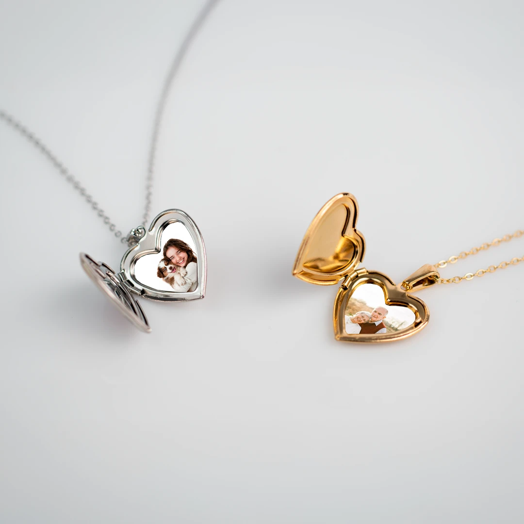 Relicario corazón rojo plateado 