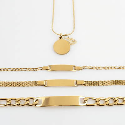 Kit Familiar Navideño Personalizable Acero Inoxidable Dorado