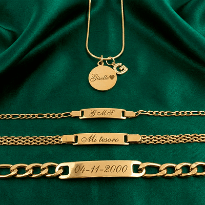 Kit Familiar Navideño Personalizable Acero Inoxidable Dorado