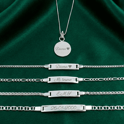 Set de joyas familiar regalo Navidad personalizable Plata Esterlina 925