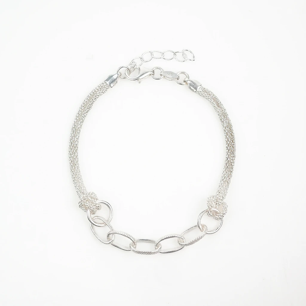 Pulsera eslabonada y tejido chinesca Plata Esterlina