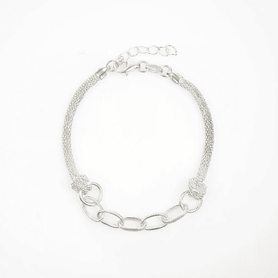 Pulsera eslabonada y tejido chinesca Plata Esterlina