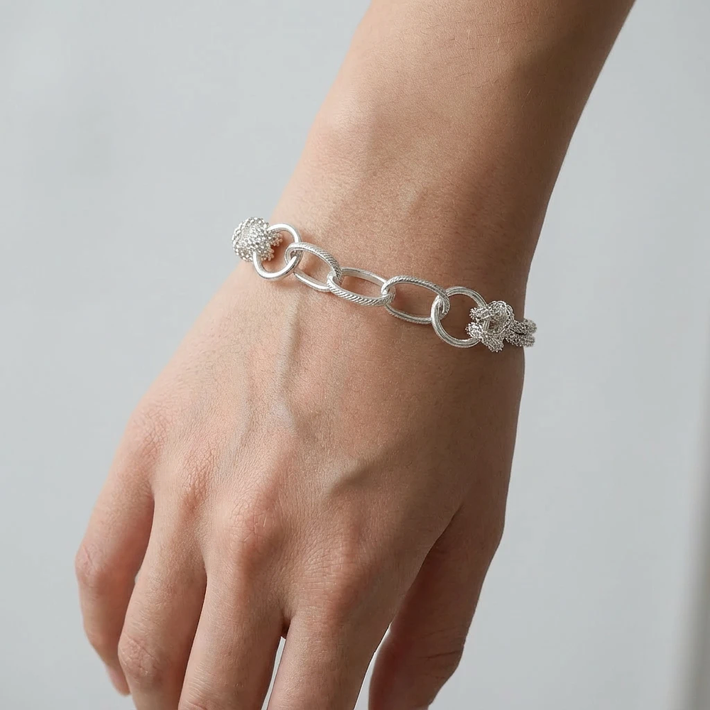 Pulsera eslabonada y tejido chinesca Plata Esterlina