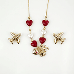 Set collar y artes de corazones con avión
