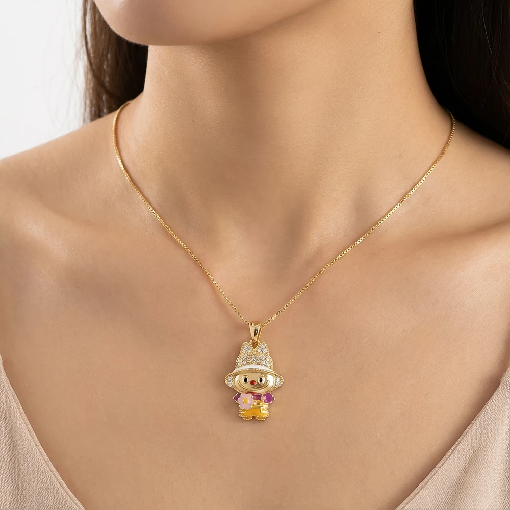 Collar dorado con dije de labubu