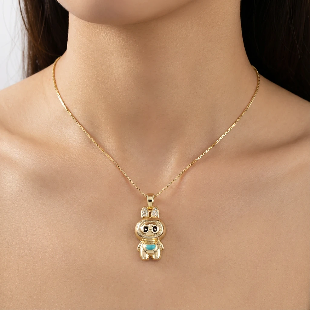 Collar dorado con dije de labubu