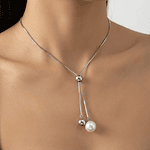 Collar corbatero de perlas ajustable