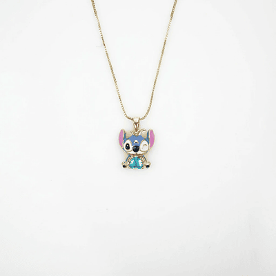 Collar dorado con dije de stitch