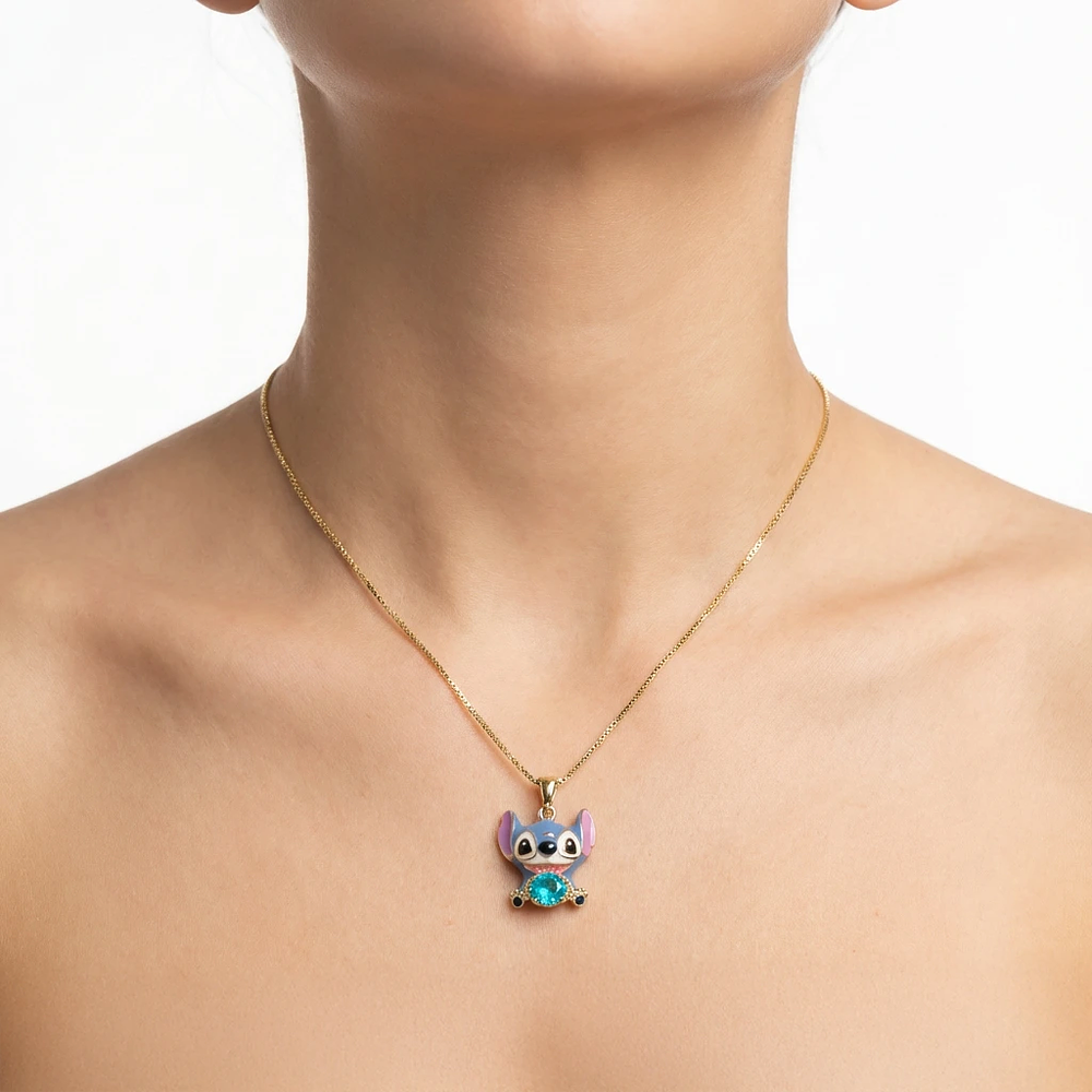 Collar dorado con dije de stitch