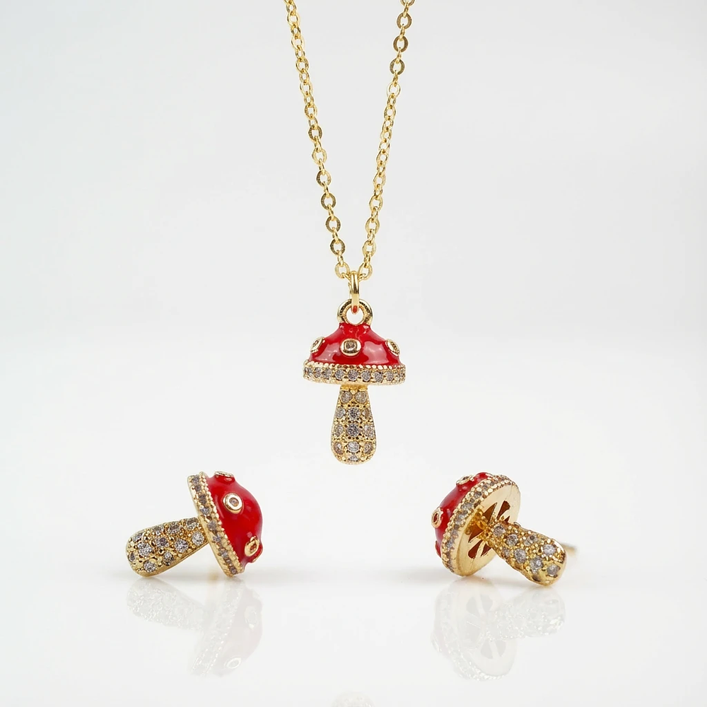 Set collar y aretes de hongos