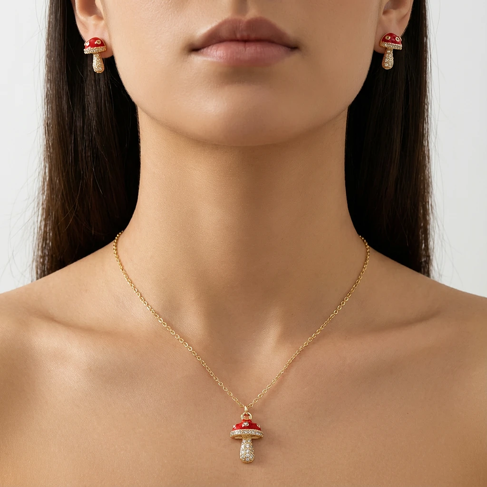 Set collar y aretes de hongos