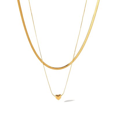 Collar corazón doble capa tipo serpiente 