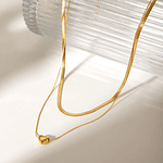 Collar corazón doble capa tipo serpiente 