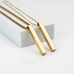 Kit collares dorados tipo barra para parejas personalizables acero inoxidable