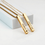 Kit collares dorados tipo barra para parejas personalizables acero inoxidable
