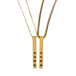 Kit collares dorados tipo barra para parejas personalizables acero inoxidable
