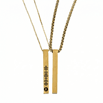 Kit collares dorados tipo barra para parejas personalizables acero inoxidable