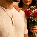 Kit collares dorados tipo barra para parejas personalizables acero inoxidable