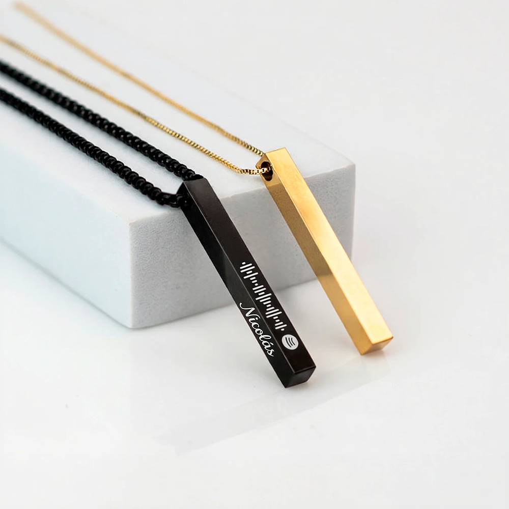 Kit collares dorados tipo barra para parejas personalizables acero inoxidable