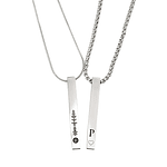 Kit collares plateados tipo barra para parejas personalizables acero inoxidable 