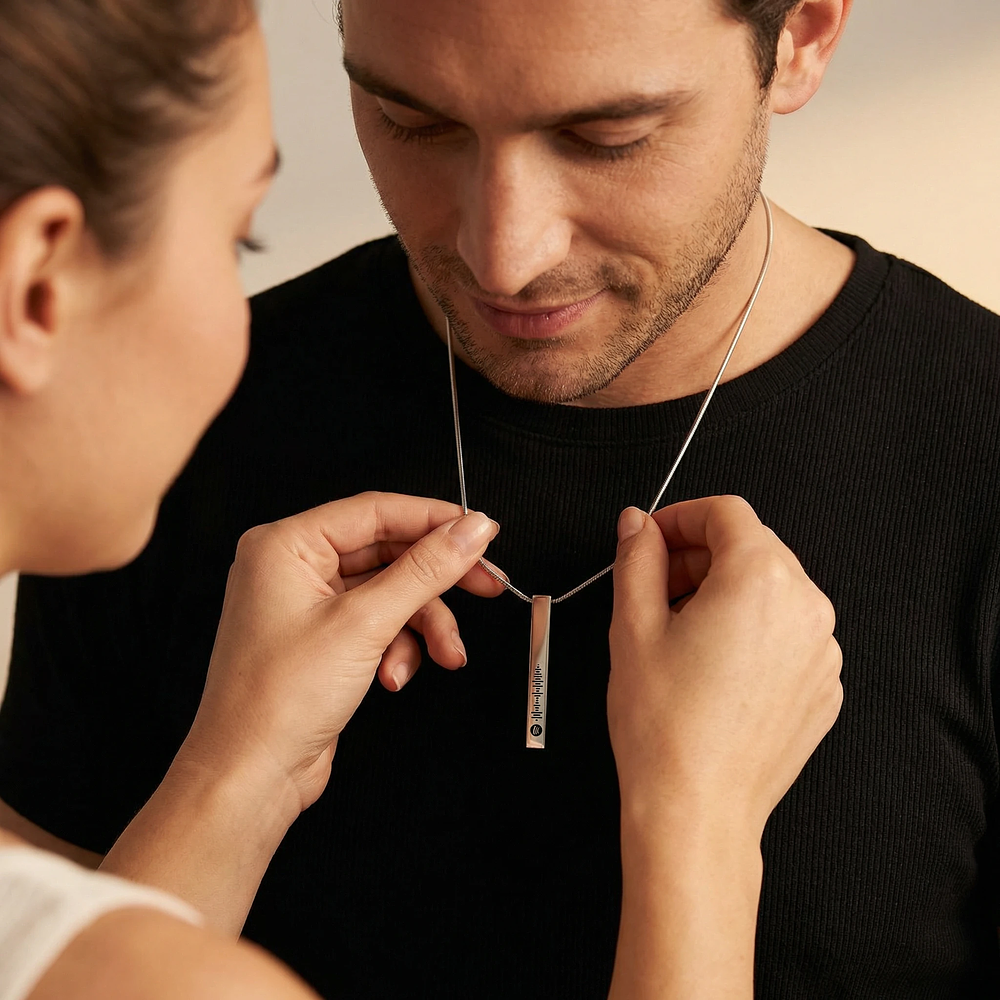 Kit collares plateados tipo barra para parejas personalizables acero inoxidable 