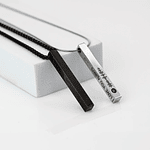 Kit collares plateados tipo barra para parejas personalizables acero inoxidable 