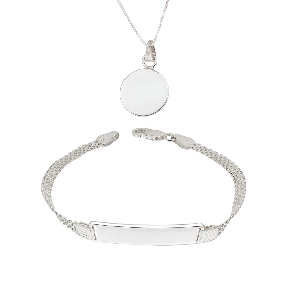 Kit collar y pulsera en Plata S925 para parejas personalizables