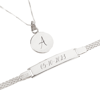 Kit collar y pulsera en Plata S925 para parejas personalizables