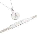 Kit collar y pulsera en Plata S925 para parejas personalizables