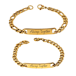 Kit pulseras esclavas doradas para parejas personalizables acero 