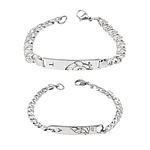 Kit pulseras esclavas plateadas para parejas personalizables acero