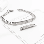 Kit pulseras esclavas plateadas para parejas personalizables acero