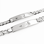 Kit pulseras esclavas plateadas para parejas personalizables acero