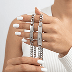 Kit pulseras esclavas plateadas para parejas personalizables acero