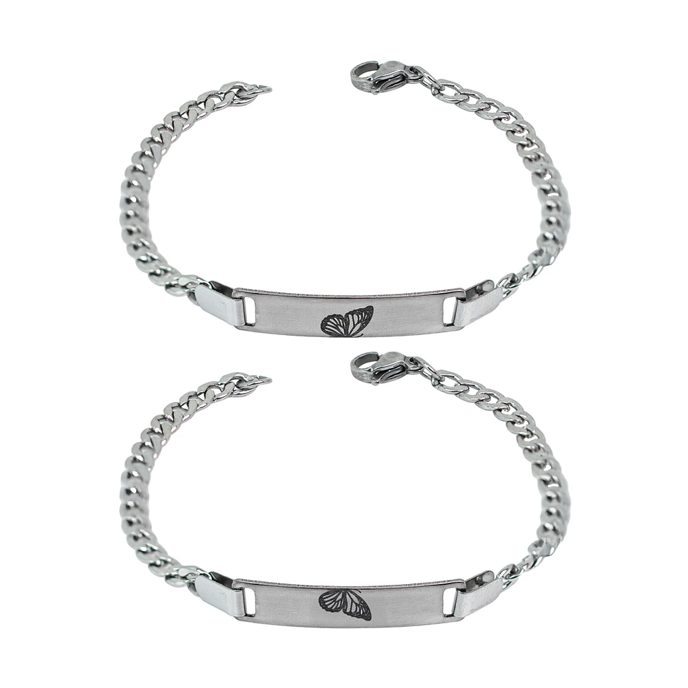 Kit pulseras esclavas plateadas personalizables para amigas 