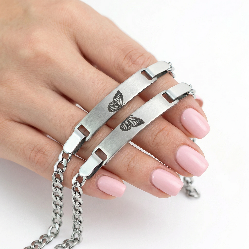 Kit pulseras esclavas plateadas personalizables para amigas 