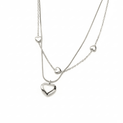 Collar corazones pequeños doble capa 