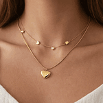 Collar corazones pequeños doble capa 