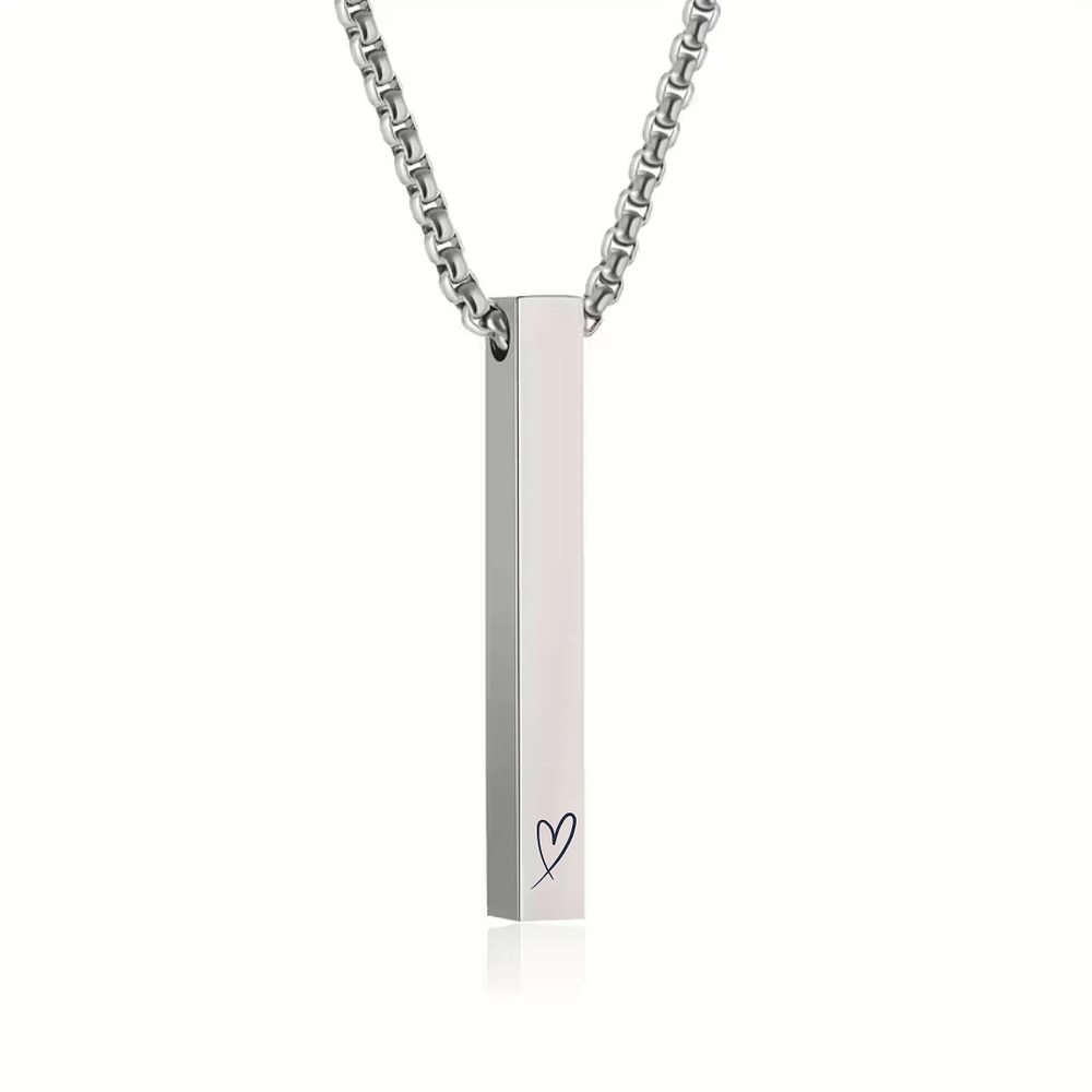 Collar barra plateada personalizable para caballero