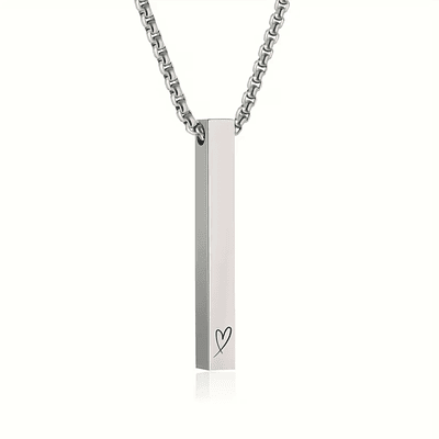 Collar barra plateada personalizable para caballero