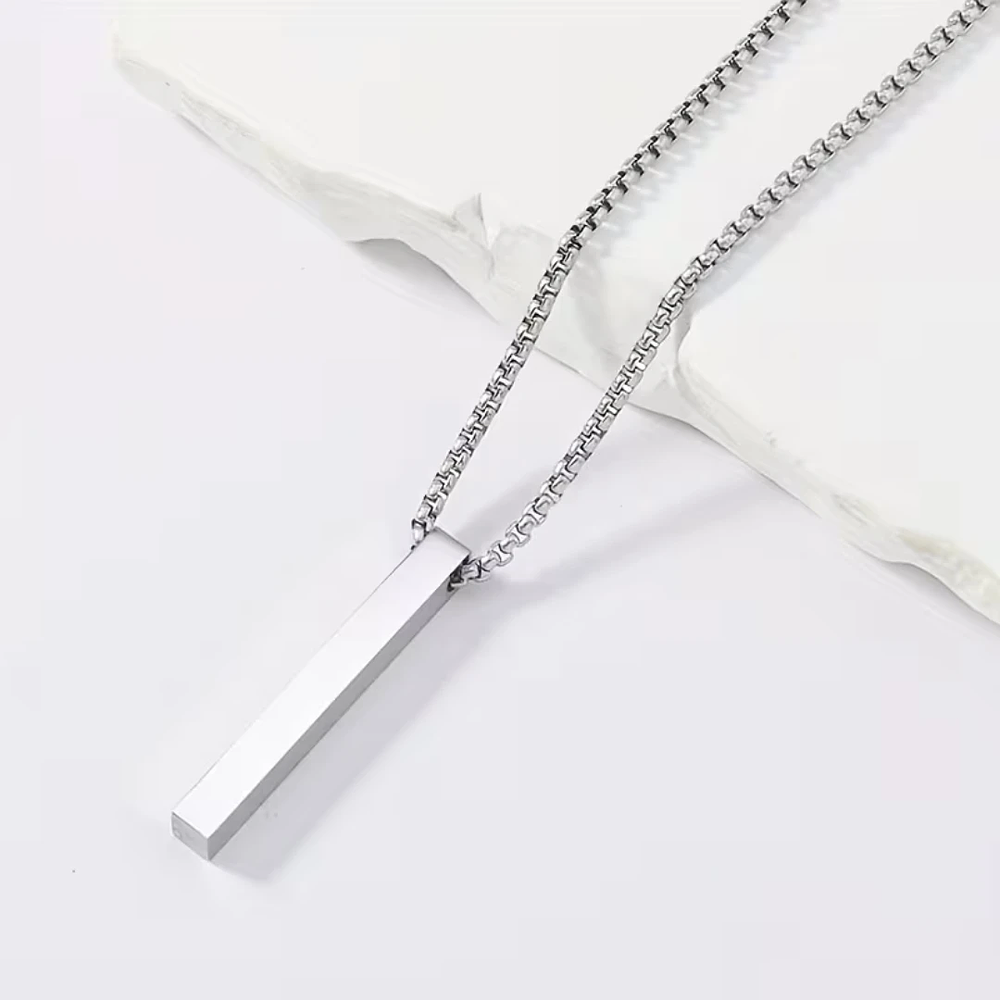 Collar barra plateada personalizable para caballero